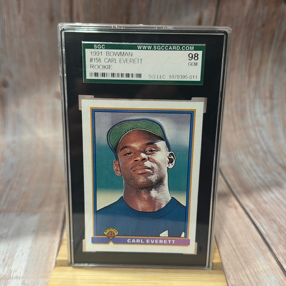 1991 Bowman #156 Carl Everett Rookie SGC Card 98 Gem Baseball Card Item #ME570 - Picture 1 of 3